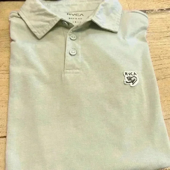 RVCA BOYS POLO SHIRT SOFT BLUE/Green - Picture 1 of 7